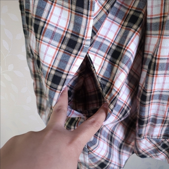 J. Jill Plaid Flannel Button Down Cozy Fall Cottage Academia Tunic Top Black S - Picture 9 of 15